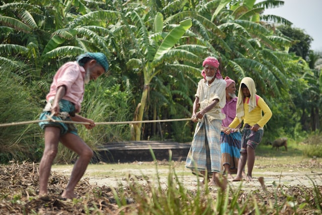 A family working together in rural Bangladesh
